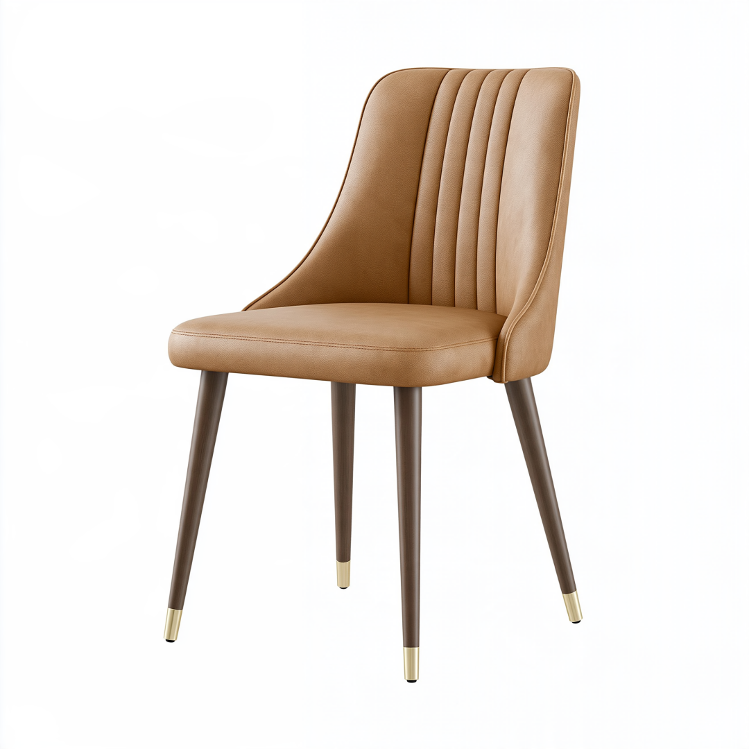 Chaise de salle à manger 52 x 60 x 86 cm en similicuir camel style contemporain