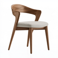 Chaise de salle à manger 58 x 56 x 78 cm en bois marron avec assise en tissu beige style contemporain