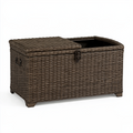 Coffre de rangement 100 x 50 x 50 cm en résine tressée marron avec couvercle